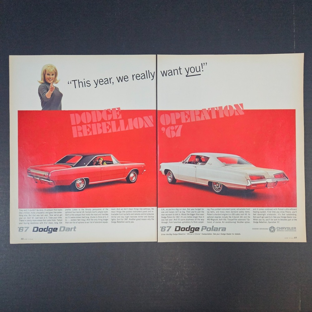 1966 67 Dodge Dart Polara Vintage Print Ad Busty Blonde Lady Mancave Garage Shop
